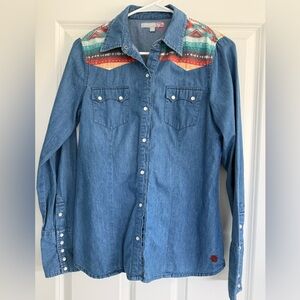 Tin Haul Light Blue Denim Shirt, Size S